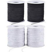 Stretchy String for Bracelets, 4 Rolls 1 mm Sturdy Elastic String Elastic Cord for Jewelry Making, Necklaces, Beading (2 Black+ 2 White)